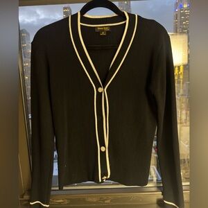 Black and white ribbed cardigan